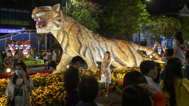 Viel Symbolik: Leuchtende Tiger, im Bild in Ho Chi Minh City, säumen die Strassen zum Neujahrsfest.