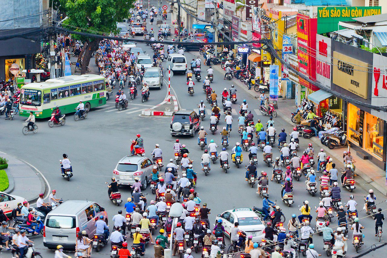 Pemandangan jalanan di Kota Ho Chi Minh, Vietnam